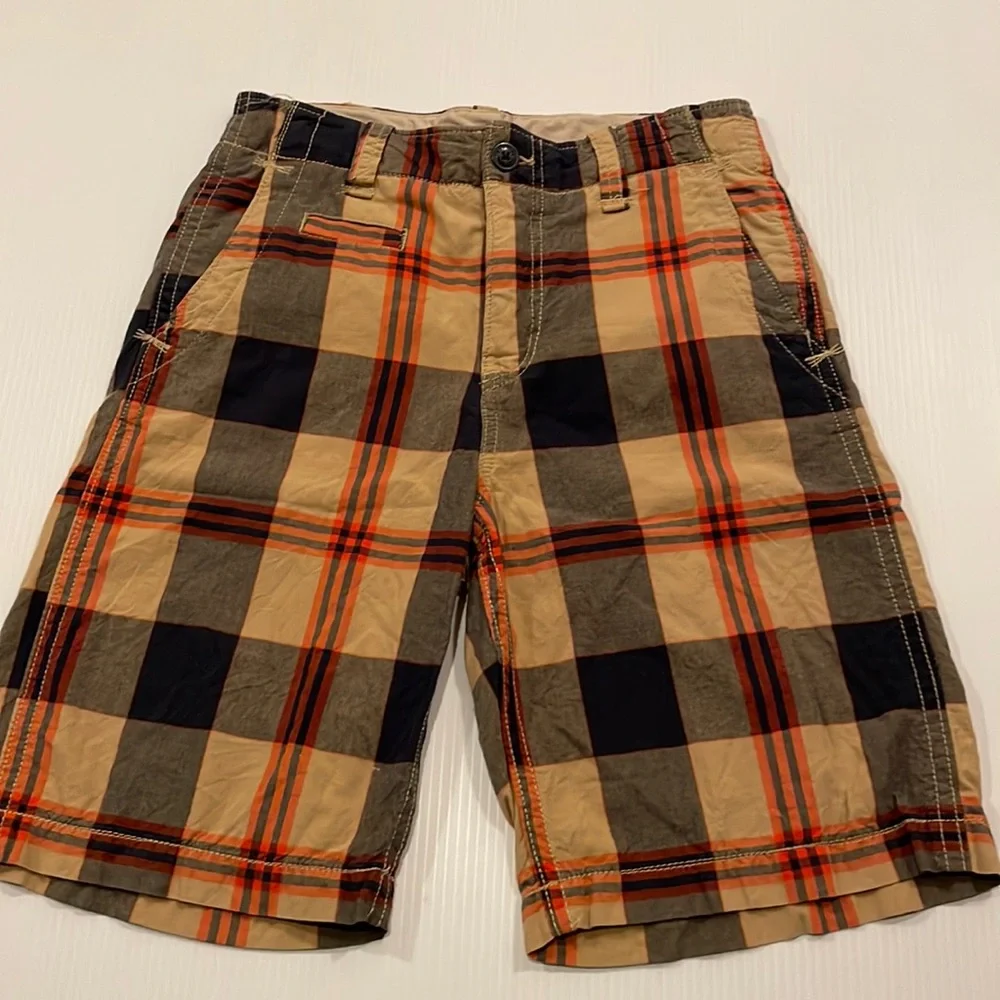Gap kids blue, tan and orange preppy plaid walking shorts, size 12